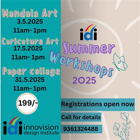 IDI Summer Workshops, Nungambakkam, Chennai, 10 May 2025 | AllEvents