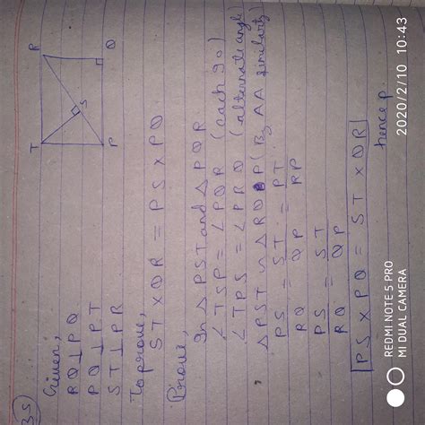 in the figure RQ perpendicular PQ PQ perpendicular PT and ST ...