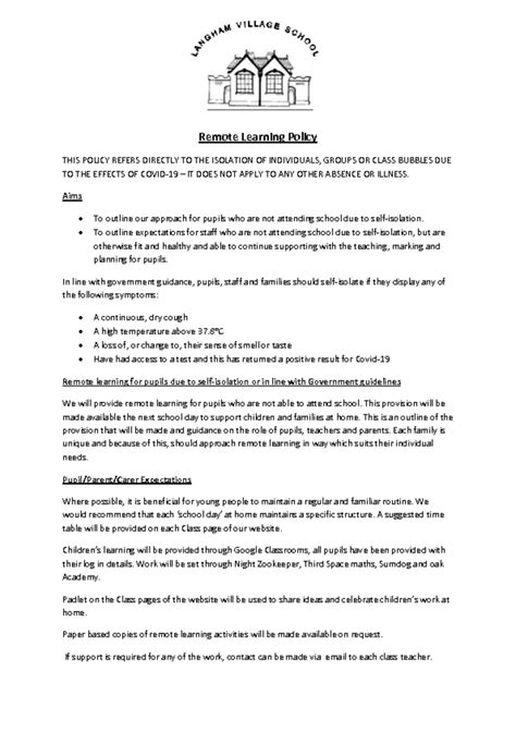 Image result for Remote Learning Policy