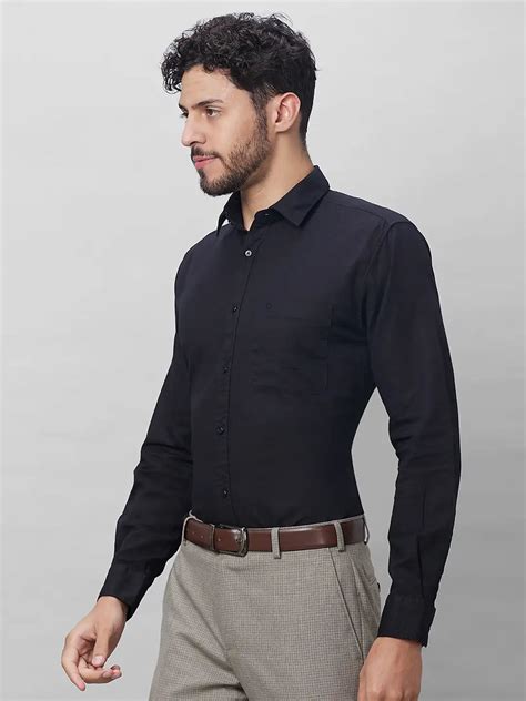 Raymond Men Black Solid Slim Fit Linen Blend Shirts – MyRaymond