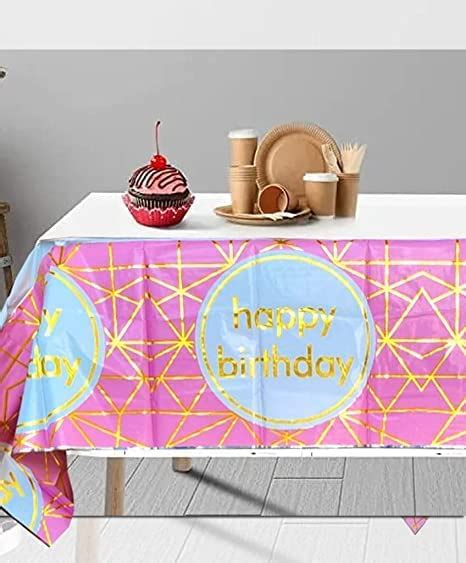 Buy Happy Birthday Table Cover Metallic Shiny Foil Table Cover for ...