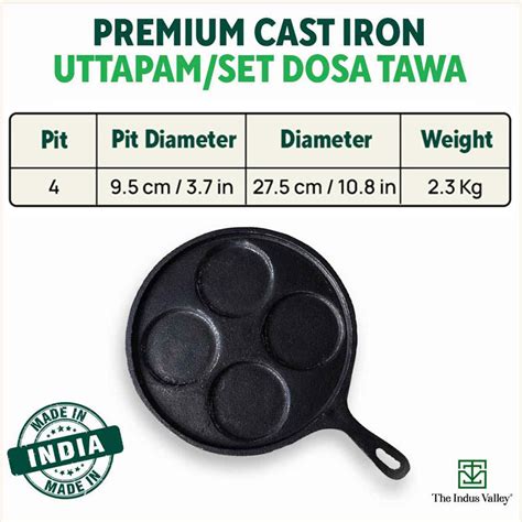 Best Cast Iron Uttapam Tawa/Set Dosa Tawa 4 pit Online at Best price ...