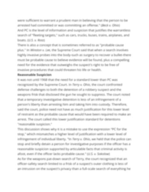 SOLUTION: Probable Cause and Reasonable Suspicion Explanation Paper ...