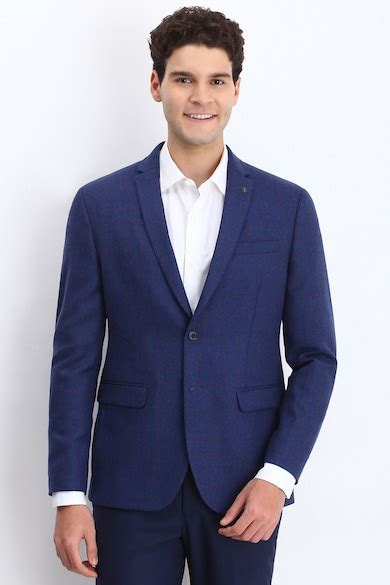 Buy Men Navy Slim Fit Check Formal Blazer Online - 39731742 | Allen Solly