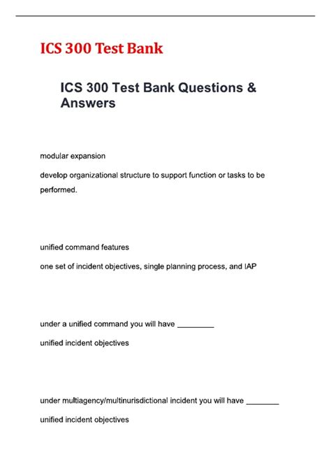 ICS 300 Exam Package with Solution Updated 2025/2026 Comprehensive Incident Command System Study ...