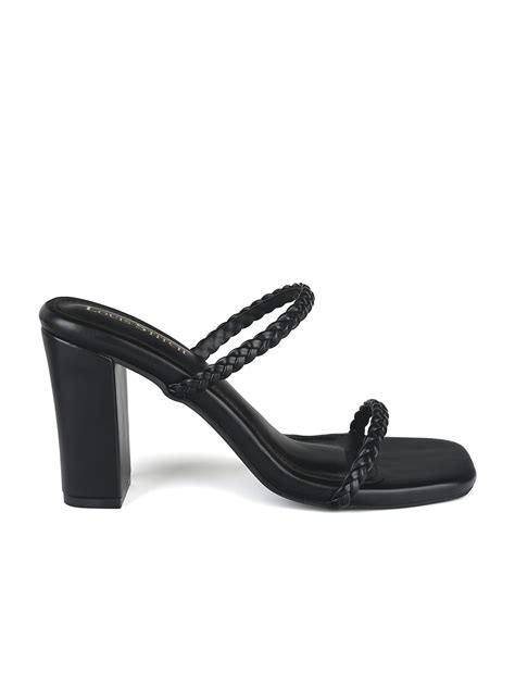 Women's Black Open Toe Block Heel Lightweight Sandals