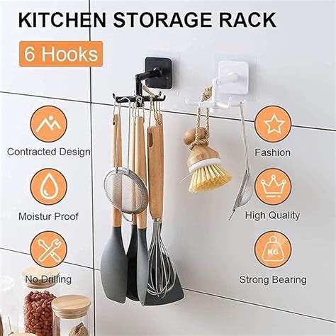 Space Saving Rotating Kitchen Hook ( Set of 4 ) – EliteNest