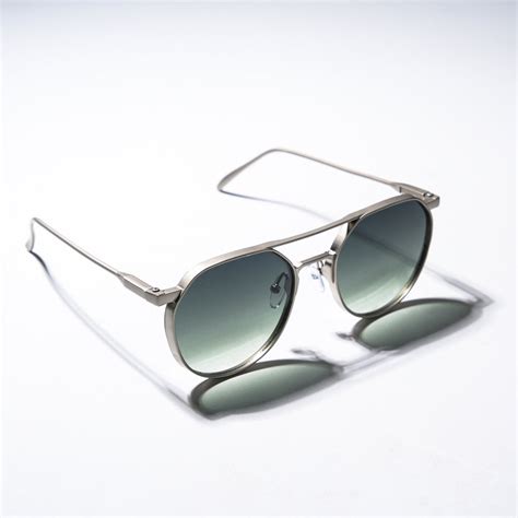 Chokore Aviator Round-Frame Metal Sunglasses (Silver and Green)