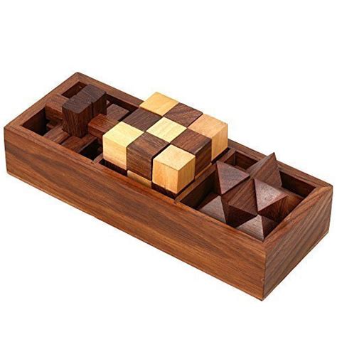 ITOS365 Wooden Puzzle 3 In 1 Games Set, Includes Wood Interlocking ...