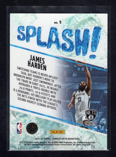 James Harden #3 Prices | 2021 Panini Donruss Optic Splash | Basketball ...
