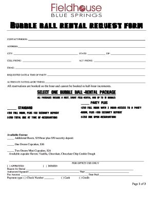 Fillable Online Bubble ball rental request form Fax Email Print - pdfFiller