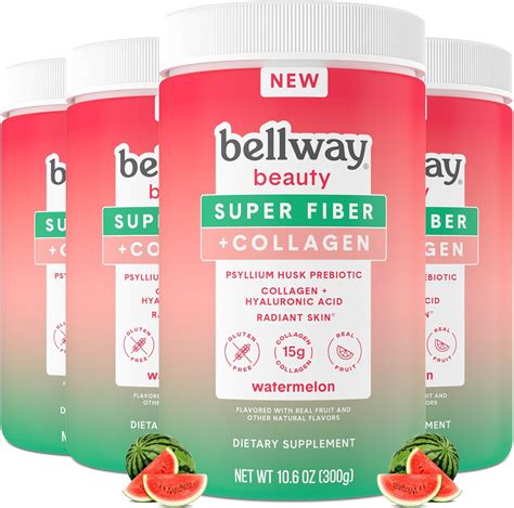 Bellway Beauty Super Fiber Powder + colágeno en polvo (paquete de 4 ...