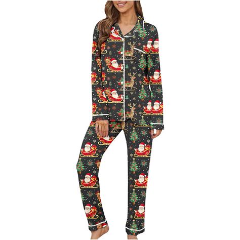 VBTAPA Christmas Pajama Sets for Women Cute Xmas Printed Long Sleeve ...
