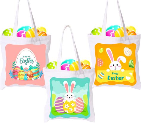 Amazon.com: HEYTUYA 3 Pack Large Easter Canvas Tote Bags with Handles ...