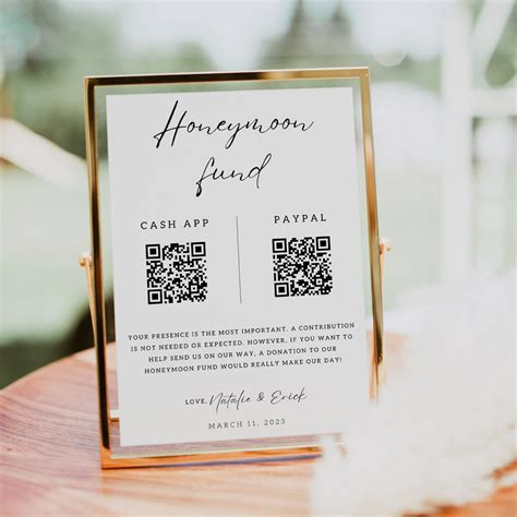 Buy Honeymoon Fund QR Code Sign Wedding Honeymoon Fund Sign Venmo QR ...