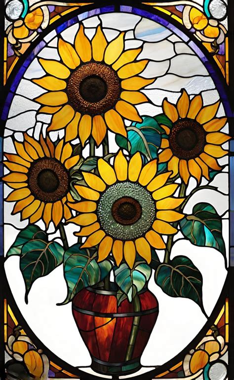 Sunflowers Stained Glass Free Stock Photo - Public Domain Pictures