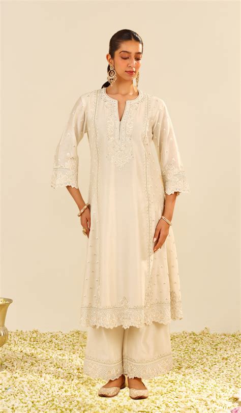 Sumaiya - Daisy Ivory A-Line Kurta With Palazzo