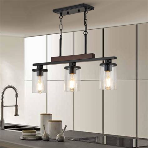 Kitchen Island Lighting,3-Lights Rectangle Farmhouse Dining Room Light ...