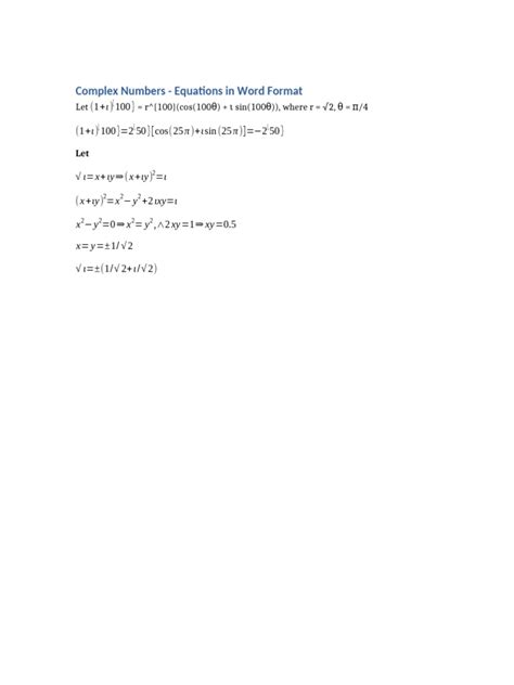 Image result for Complex Numbers Equations