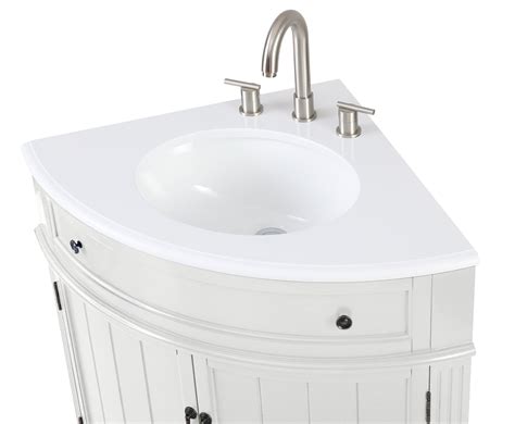 24 Inch Triadsville White Corner Bathroom Vanity With Sink Top ...
