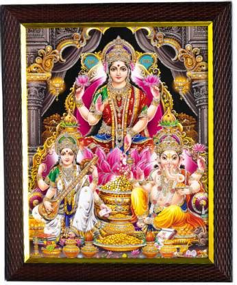Cherriee Laxmi/Lakshmi Ganesh Saraswati photo frame for pooja, wall ...