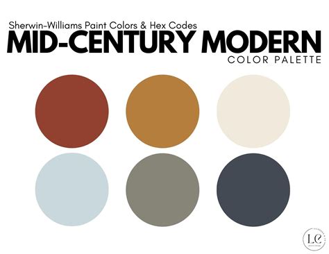 Sherwin Williams-mid-century Modern Color Palette + Hex Codes - Etsy Canada | Mid century modern ...