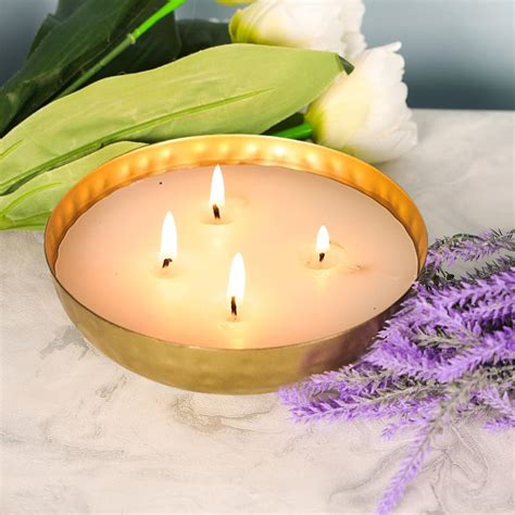 Buy NIKSA HOMES Brass Urli with Wax Candle | Paraffin Wax | Brass Bowl ...