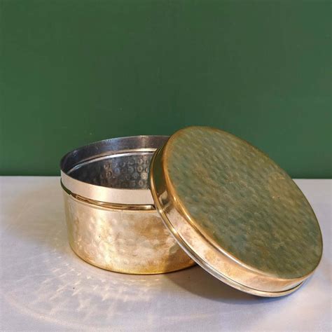 Brass Storage Dabba Hammered Container