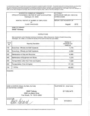 Fillable Online stb dot bnsf freight commodity statistics form Fax ...