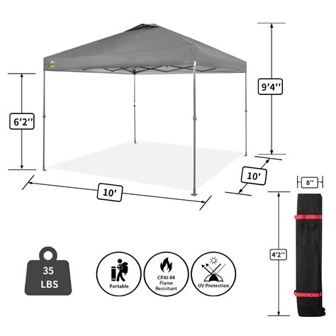 CROWN SHADES Canopy Tent 10x10 One Push Pop up Canopy Easy Up Canopy ...