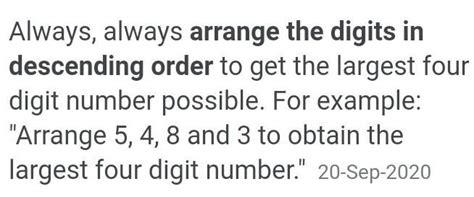 In which order should the four different digits be arranged to obtain ...