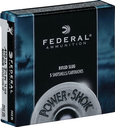 Federal Power-Shok® Max 410-Gauge Hollow Point Rifled Slug Ammunition, 2-1/2-in, 1/4-oz ...