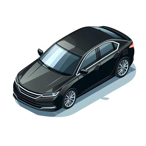 Illustrated Black Sedan Car in Isometric Cartoon Style 47554755 PNG