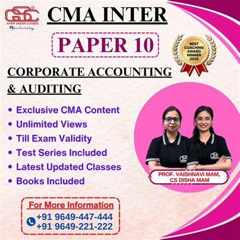 CMA Inter Corporate Accounting And Auditing (CAA) Online Course – CMA Cart
