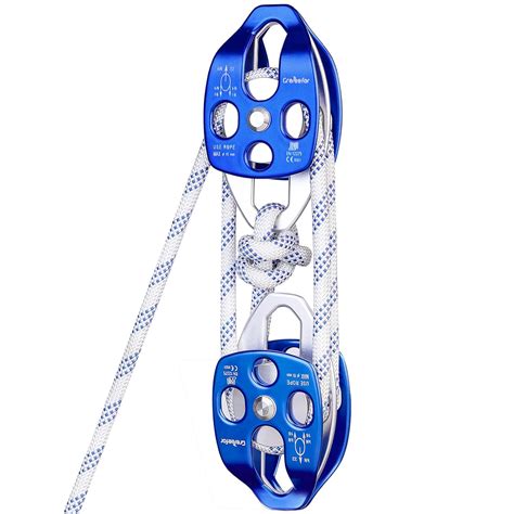 Double Block and Tackle Pulley System with 200Ft x 1/2'' Rope Pulley ...