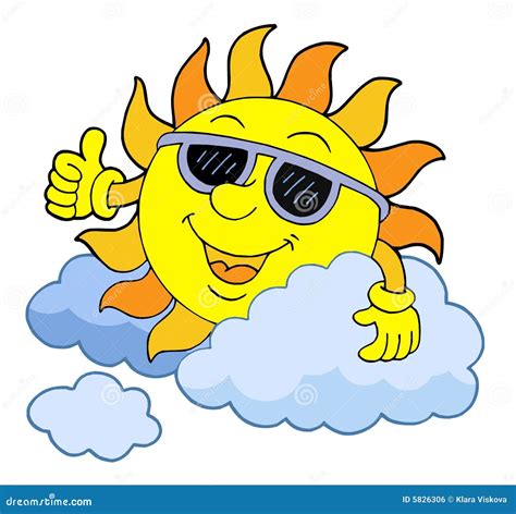 Sun with sunglasses stock vector. Illustration of clouds - 5826306