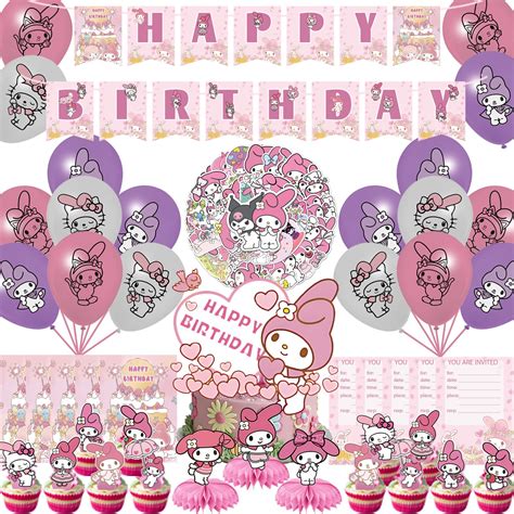 Buy 113 Pcs My Melody Birthday Decorations, My Melody Party Decorations ...