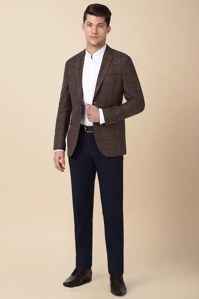 Buy Men Brown Check Formal Blazer Online - 39726688 | Peter England