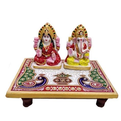 Buy GAC Deepawali Marble Laxmi Ganesh Ji with Choki (6x4 inch ...