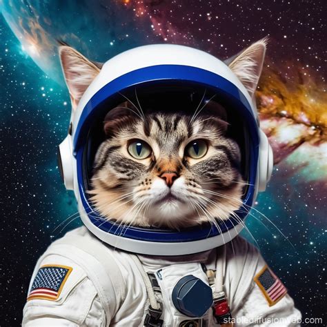 Cat in Space Wearing Helmet | Stable Diffusion Online