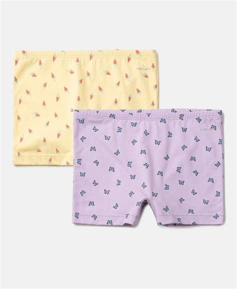 Buy Girls Super Combed Cotton Elastane Stretch Printed Shorties with ...