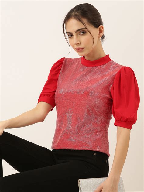 SHOWOFF Women's Shimmer Red Top