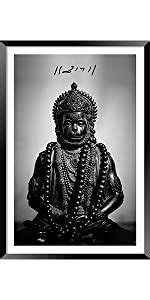 DBrush Hanuman Ji Meditation Murti Poster Framed artwork Bajarangbali ...
