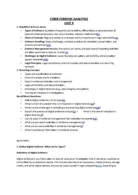 Cyber Forensic U4 - Evidence Collection and Management Notes - Studocu