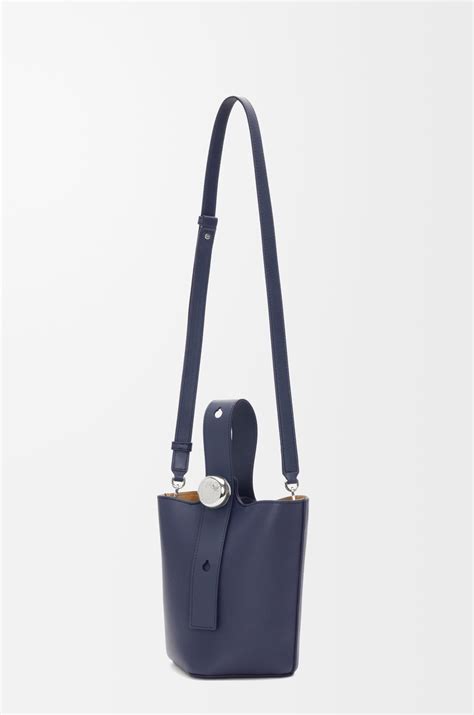 Mini Pebble bucket in smooth calfskin Abyss Blue - LOEWE