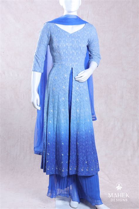 Blue shaded lacha set | Mahek Designs