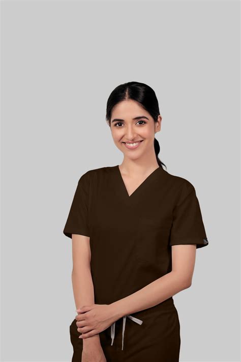 Stretchable (4Way) Female Brown V-Neck With Jogger Scrub Set – The ...