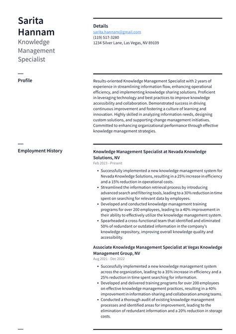 Knowledge Management Sample Resume 的图像结果