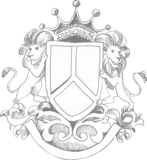 Graphic drawing of the family coat of arms for decorating a baroque ...