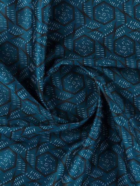 Men 100% Cotton Blue Printed Shirt Fabric Capital